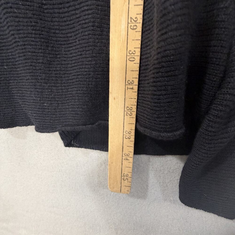 Eileen Fisher Vest L Black Wool Italian Yarn Waterfall Open Front Long Cardigan - Picture 8 of 9